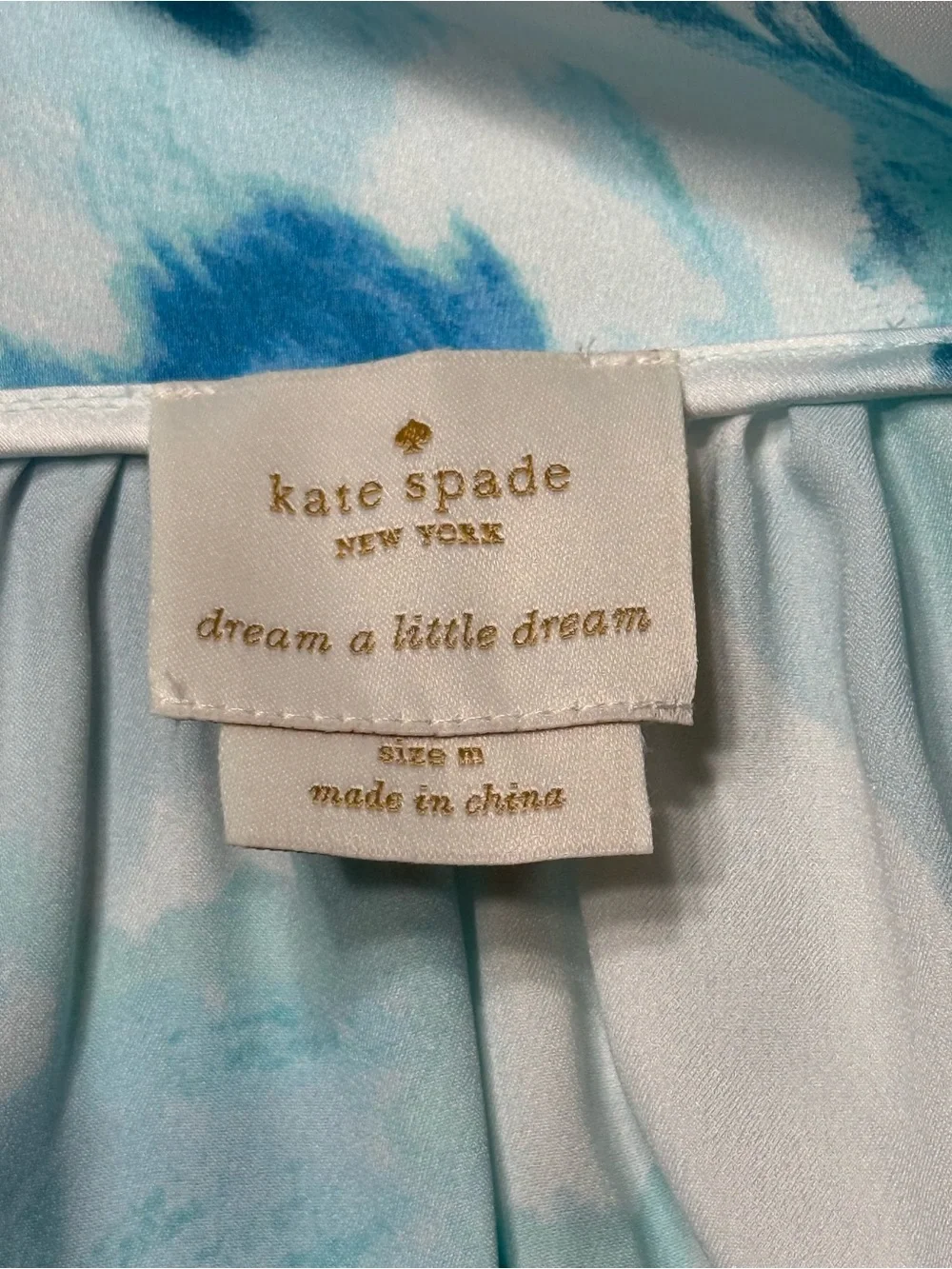 Kate Spade Light Blue Watercolor Satin Wrap Robe Size Medium